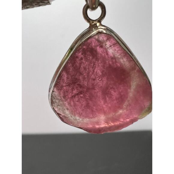 NEW Pink / Tri colored tourmaline sterling silver pendant 4.34 grams - Picture 1 of 10
